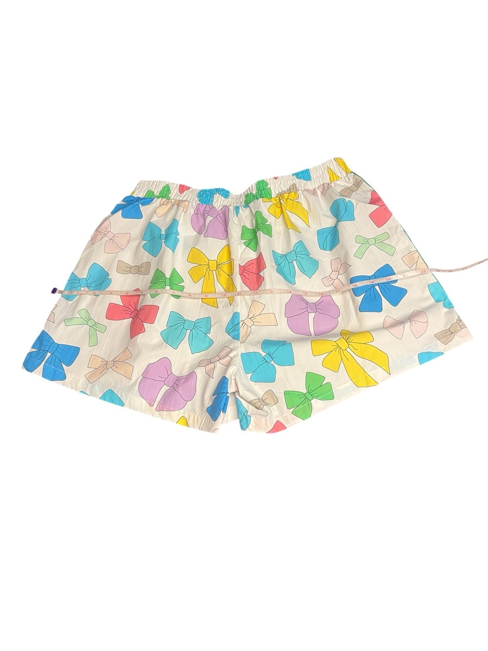 Katydid Women’s White Boxer Shorts with Multicolor Bows and Side Stripes Size XL - Picture 5 of 11